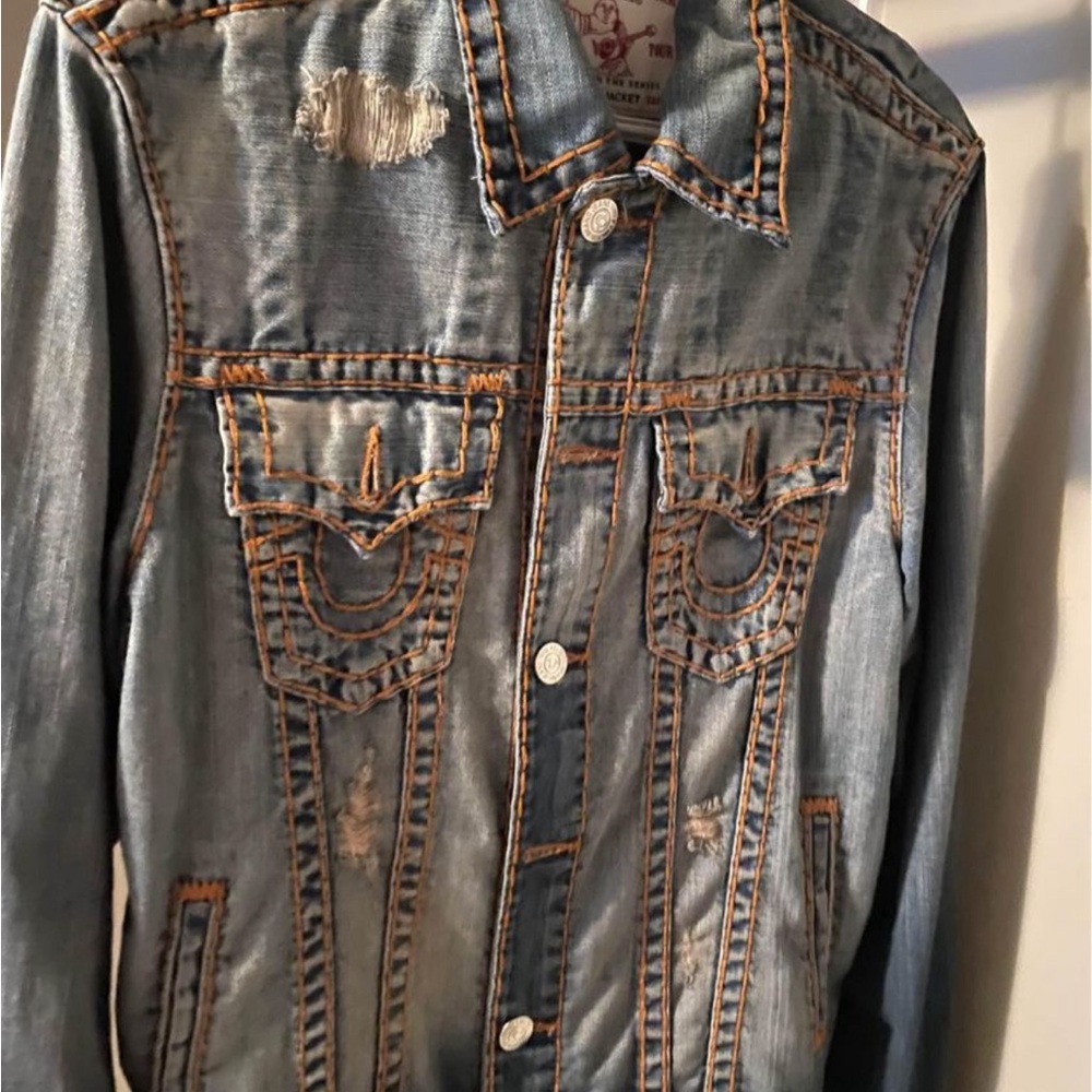 Distressed true religion jacket
